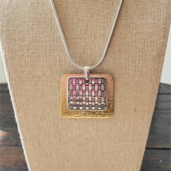 Brighton mixed metals rectangular pendant‎ necklace - Picture 1 of 8